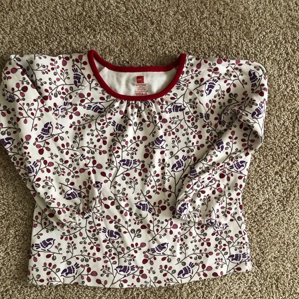 Tea collection vintage red label long sleeve shirt 6 girls elastic wrist